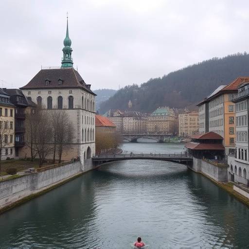 Das Hauptgebäude der Zürcher Schauspielakademie an der Limmat